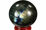 Flashy, Polished Labradorite Sphere - Great Color Play #105747-1